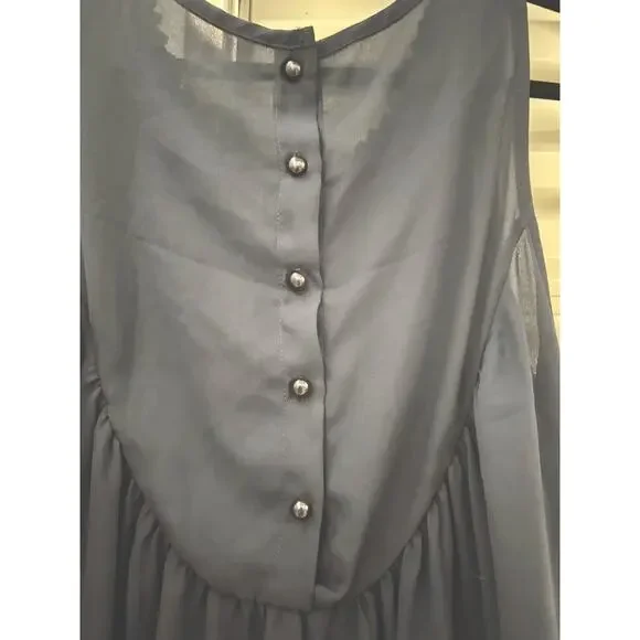 Women’s Navy Lace Crochet Blouse Sleeveless Chiffon Top Boho Chic Size XL - Picture 5 of 6